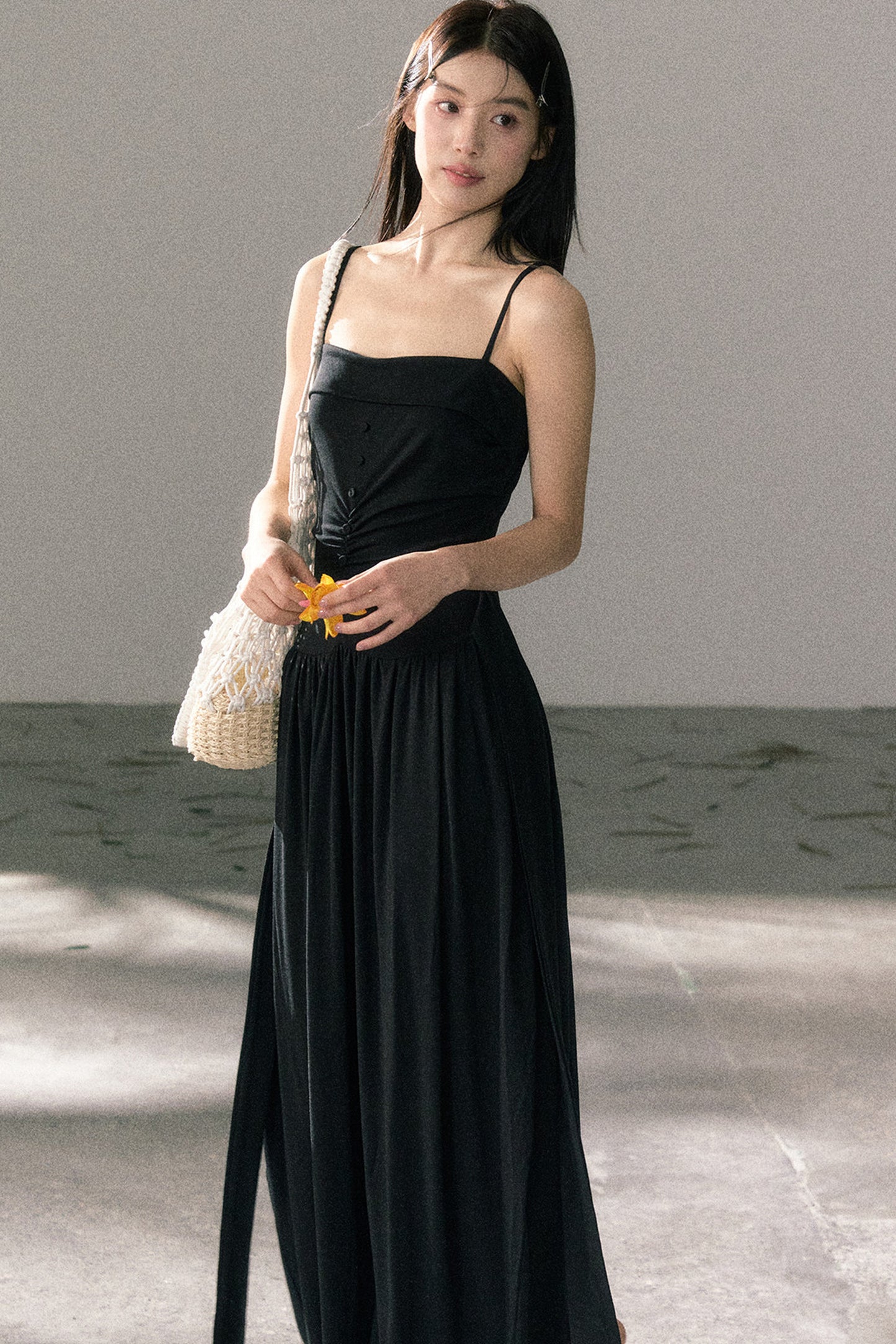 Plissiertes Trägerkleid aus Lyocell