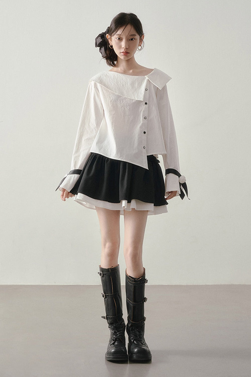 Horse Hoof Sleeve Diagonal Placket Shirt