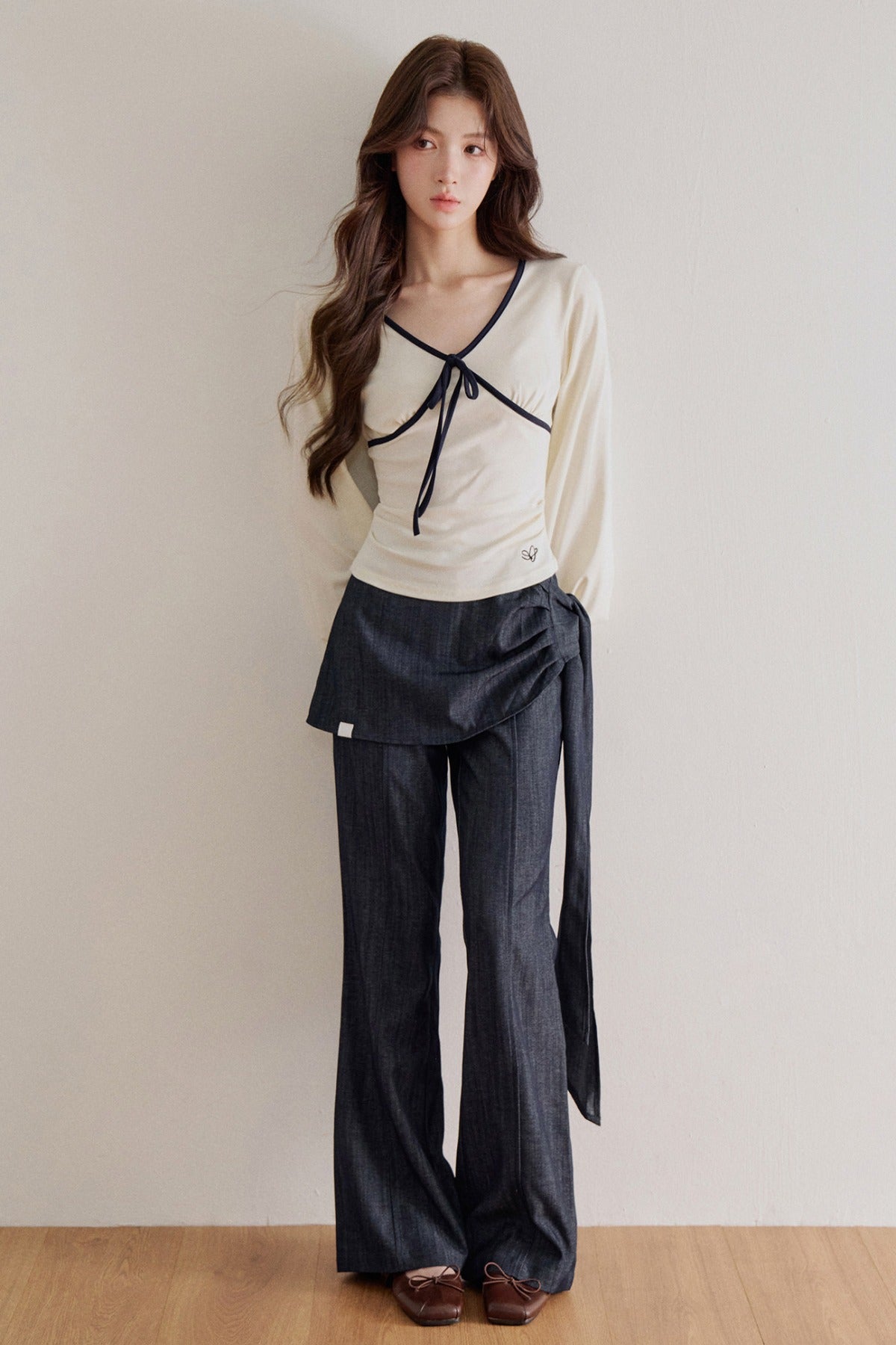 Tied Waist Wide-Leg Flared Pants