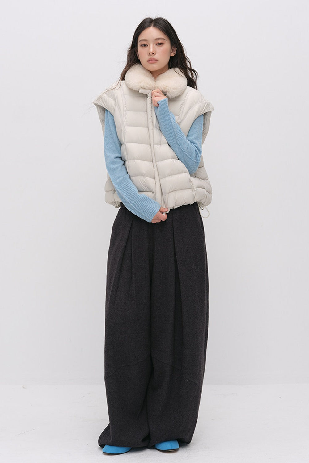 Wool Jacquard Wide-Leg Trousers