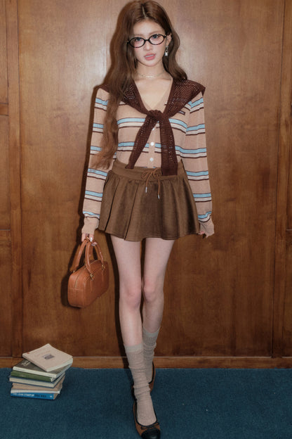 Striped Knit Top With Skirt Set-Up
