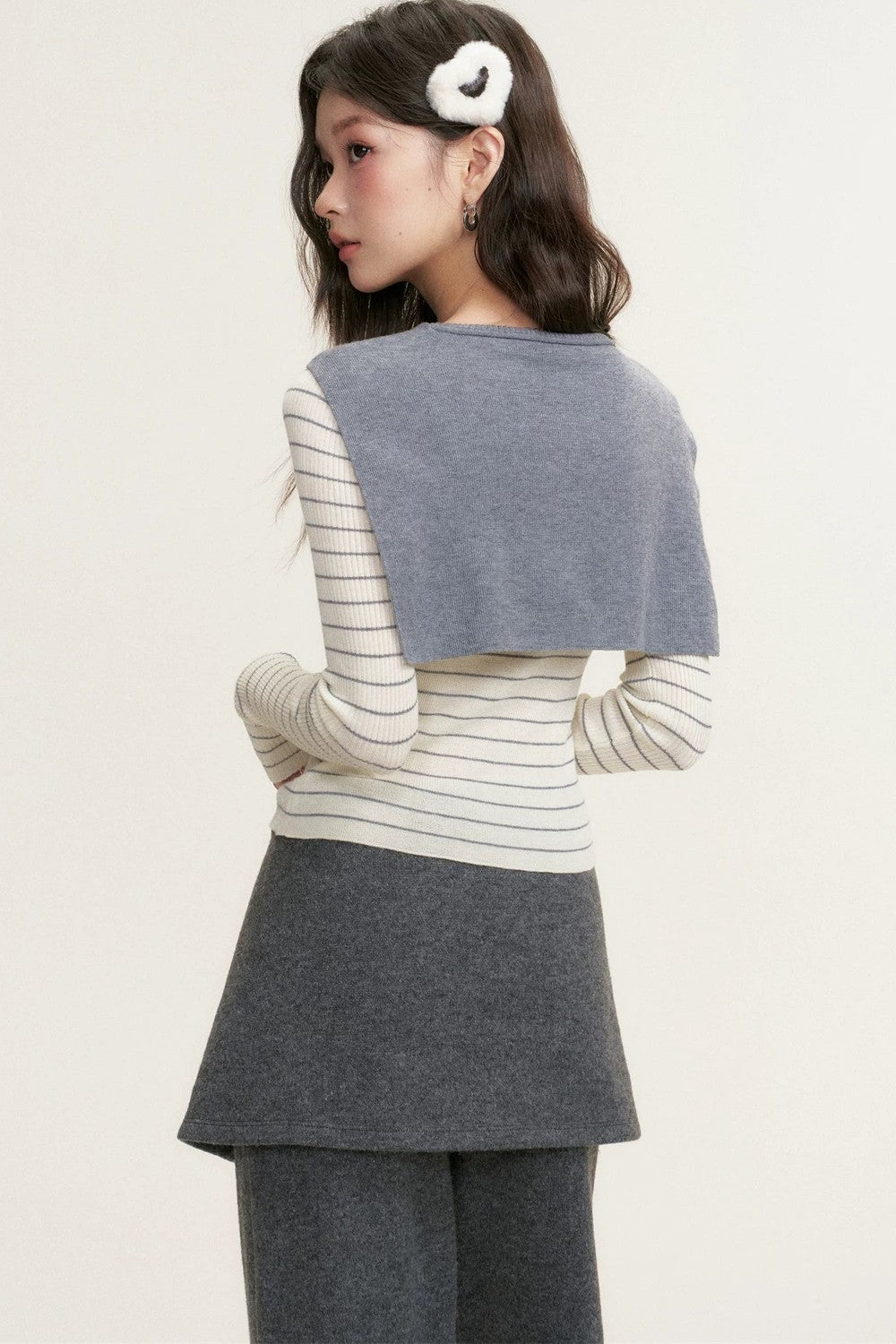 Color-Blocked Fake Two-Piece Knit Set-Up