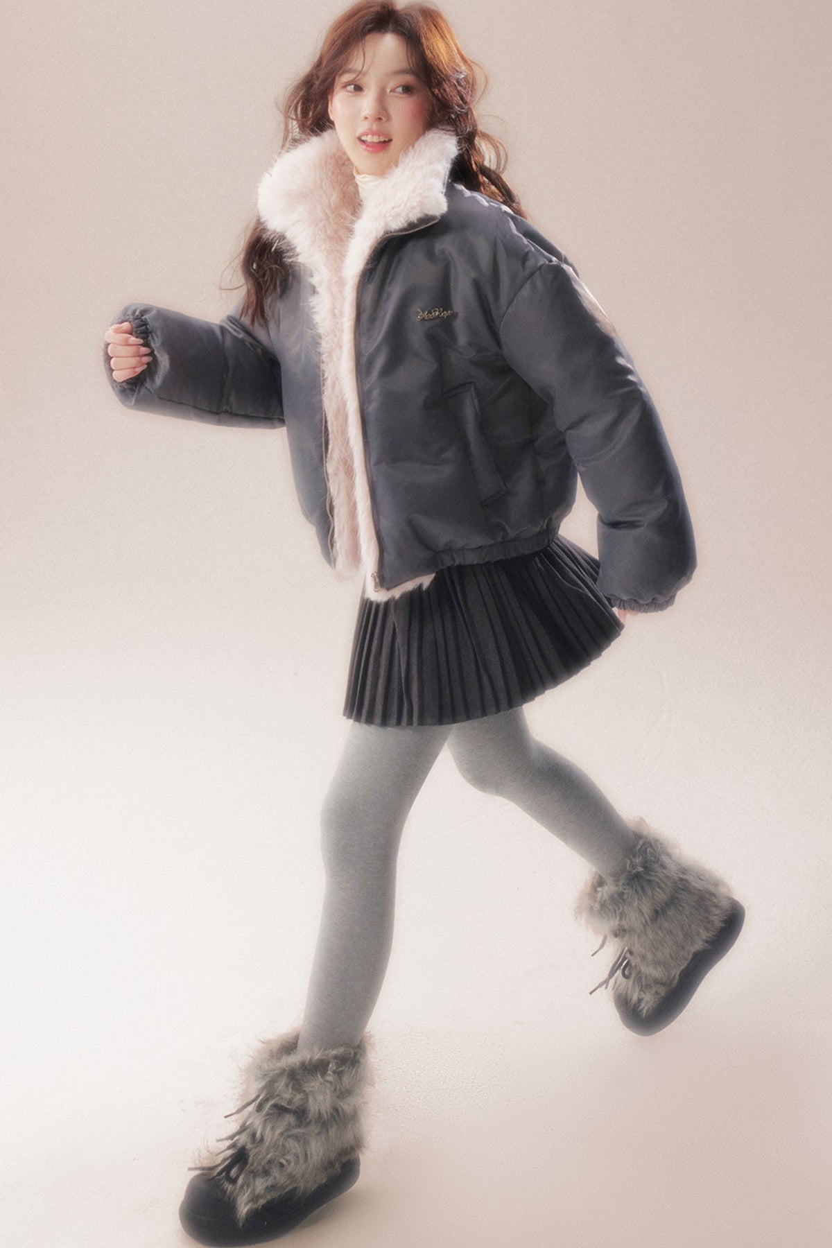 Patchwork Plush Down Jacket