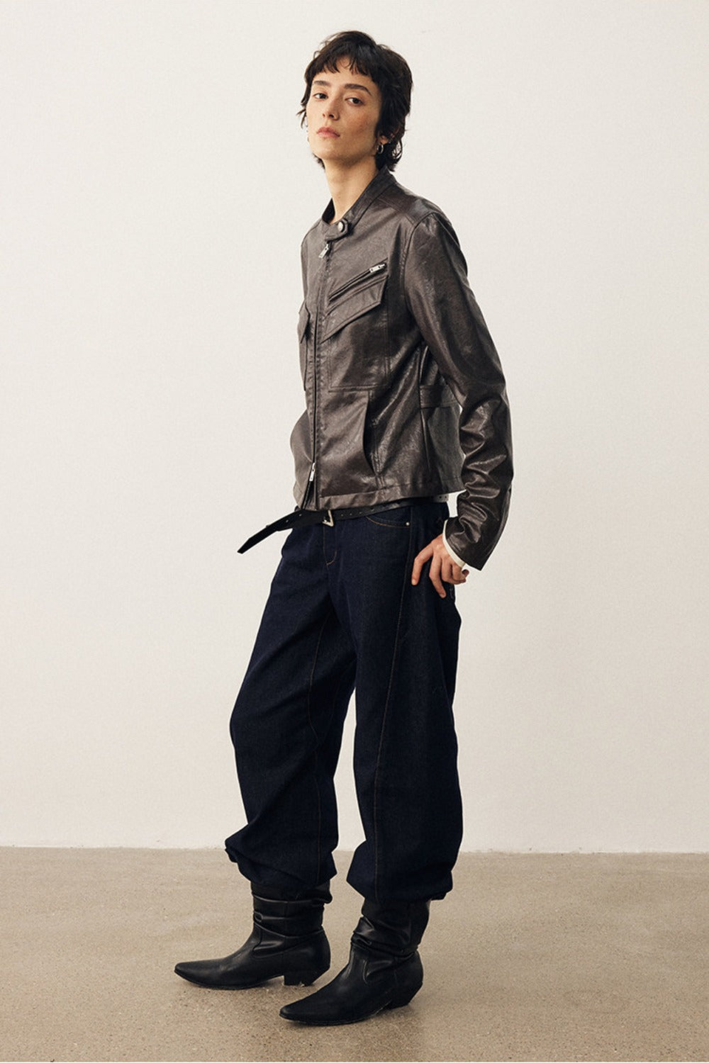 Blackcurrant Slim Leather Jacket