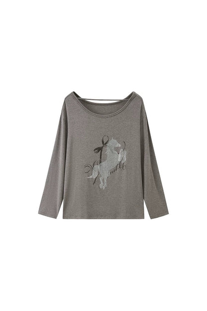 Top con strass effetto distressed con spalle scoperte