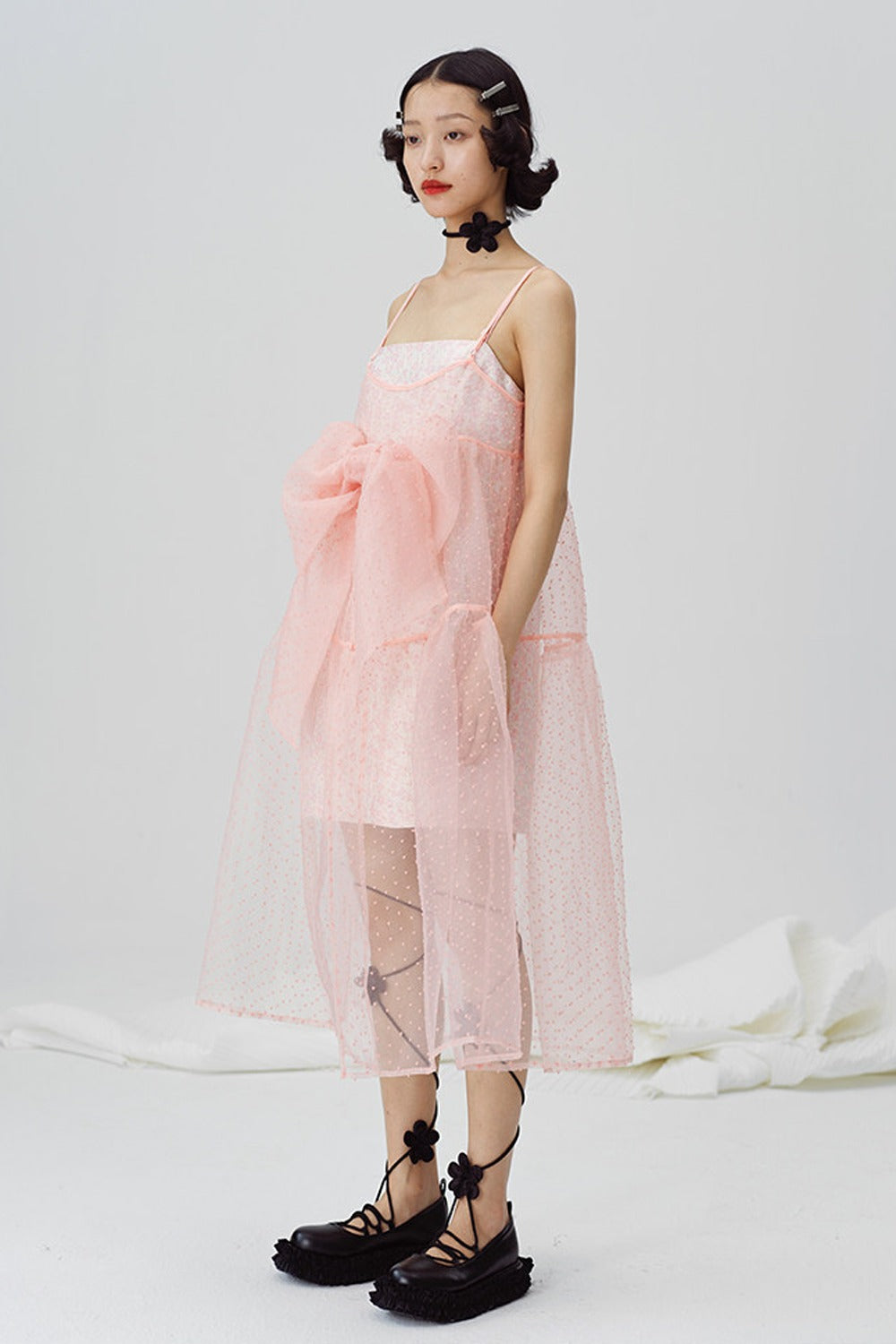 Pink Peach Blossom Strap Dress