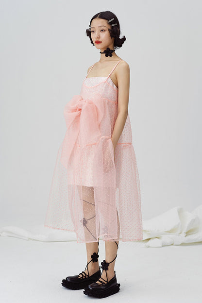 Pink Peach Blossom Strap Dress