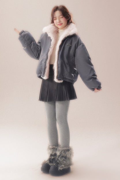 Patchwork Plush Down Jacket
