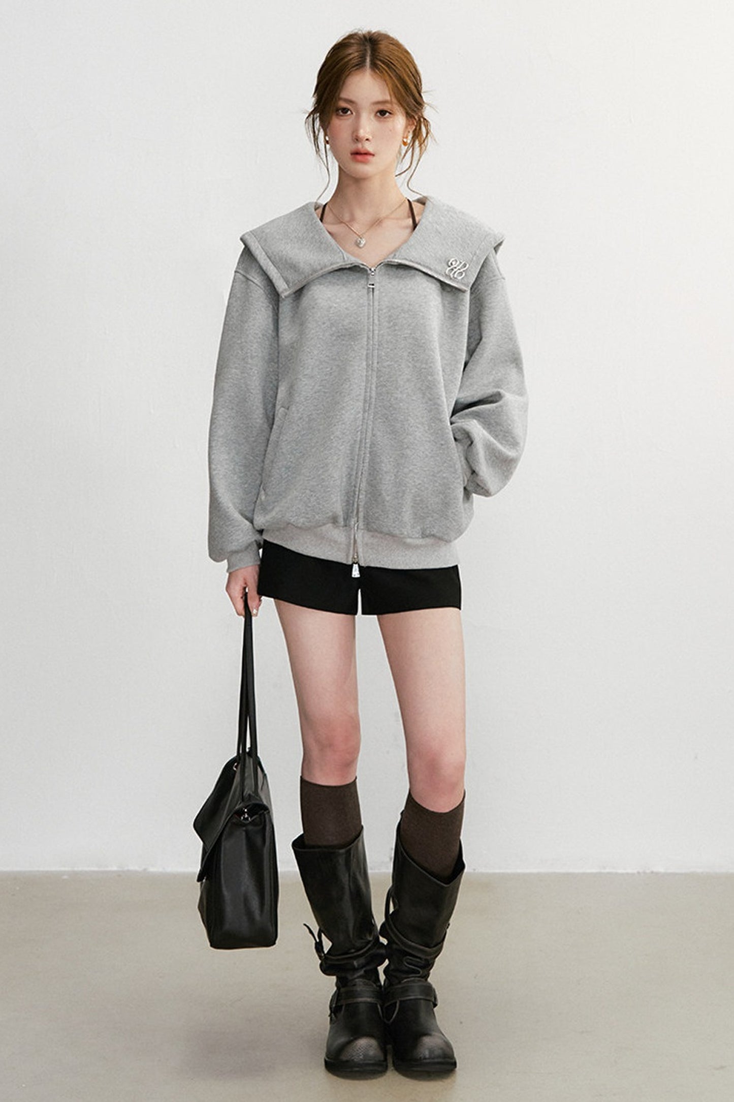 Large Lapel Hooded Cardigan