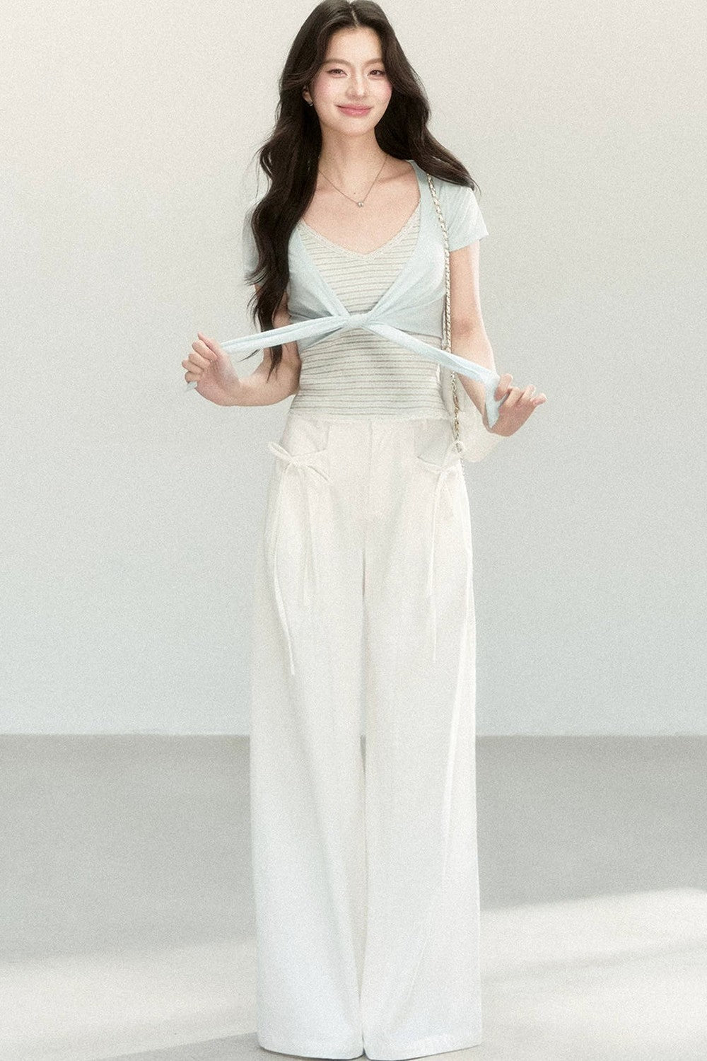 Pantalons à jambes larges avec nœud