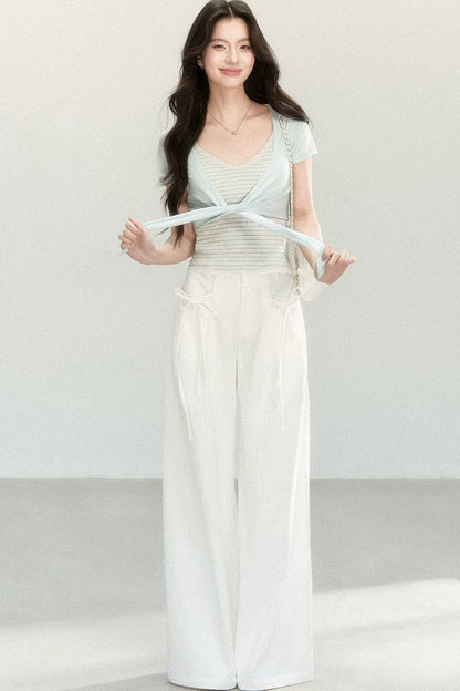 Pantalons à jambes larges avec nœud