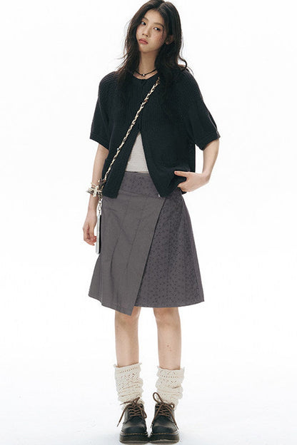 Retro Asymmetrical Pleated Skirt