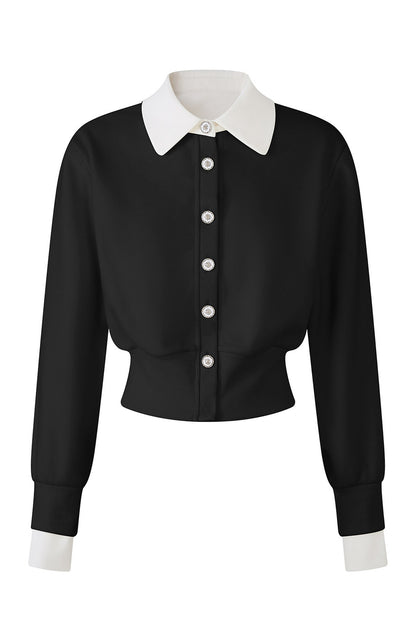 Layered-Look Lapel Knit Cardigan