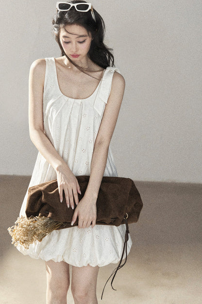 Autumn Hollow-Out Floral Short Dress