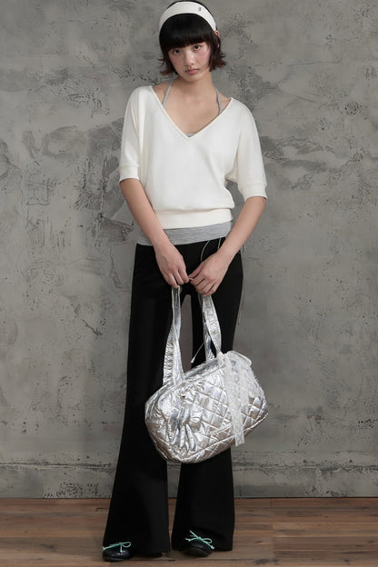 Drawstring Waist Flared Pants