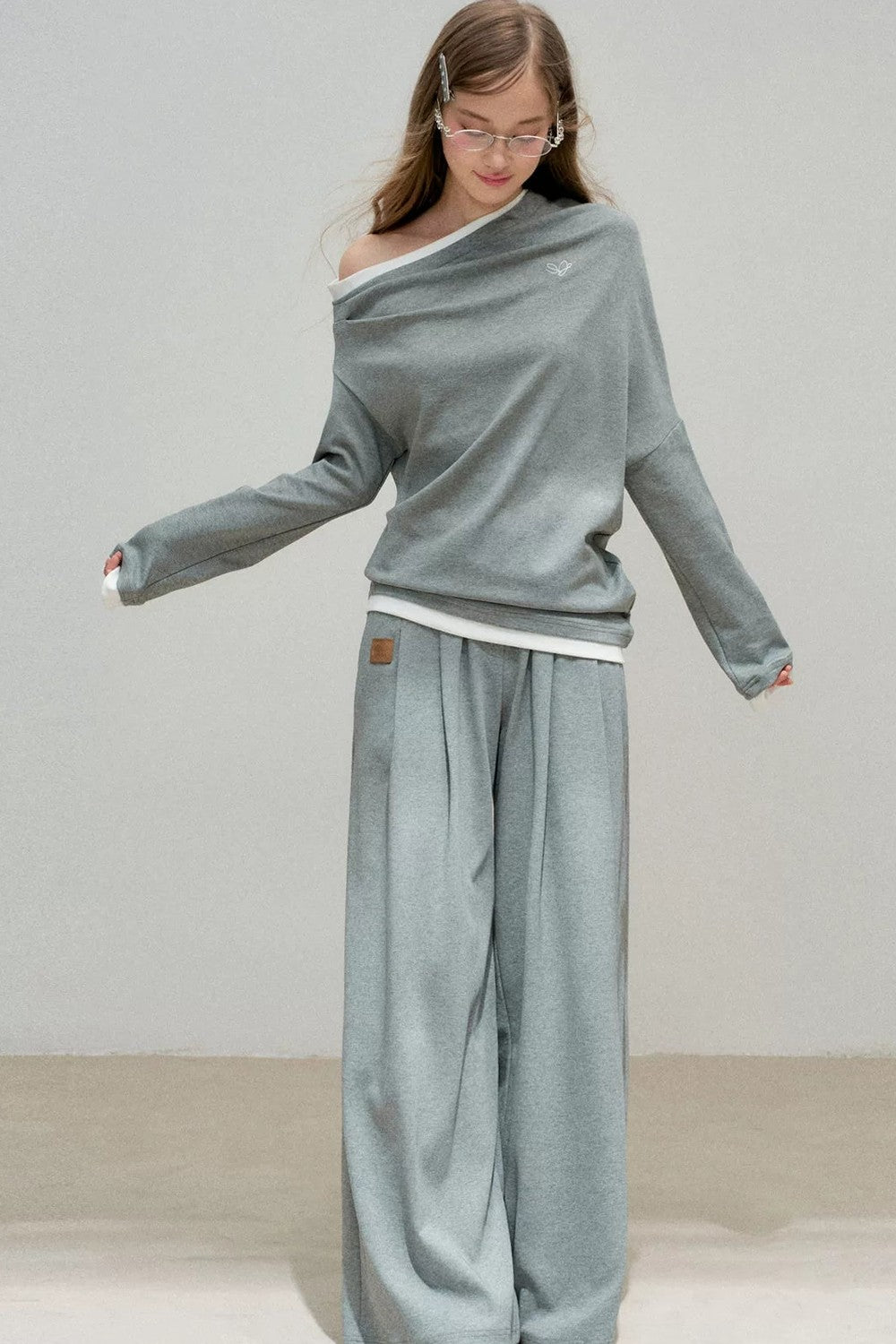 Color-Block Off-Shoulder Set