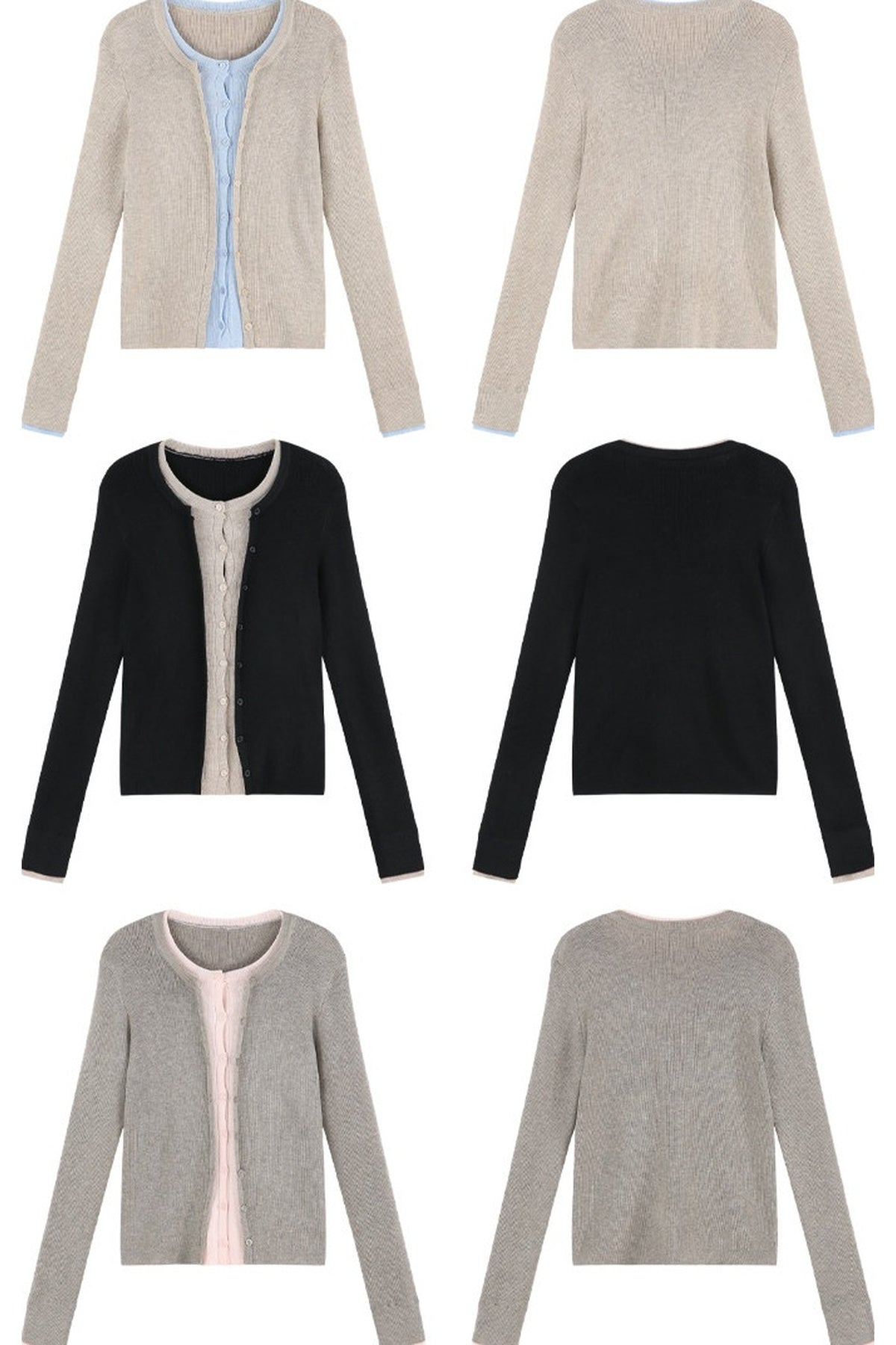 Short Color-Blocked Knit Cardigan