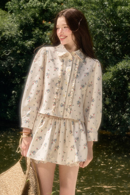 Floral Shirt and Skirt Set-Up