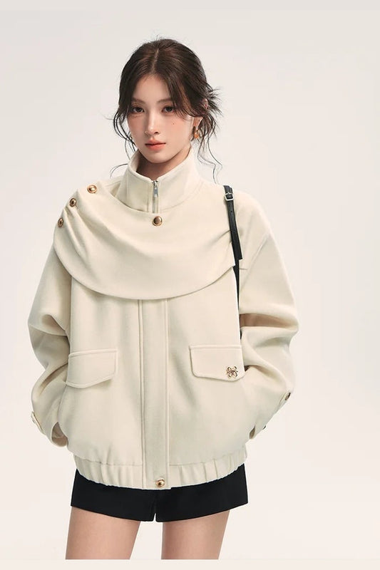 Off-White Wolljacke mit Schalkragen