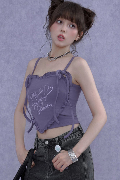 Sweet Cool 3D Heart Camisole Set-Up