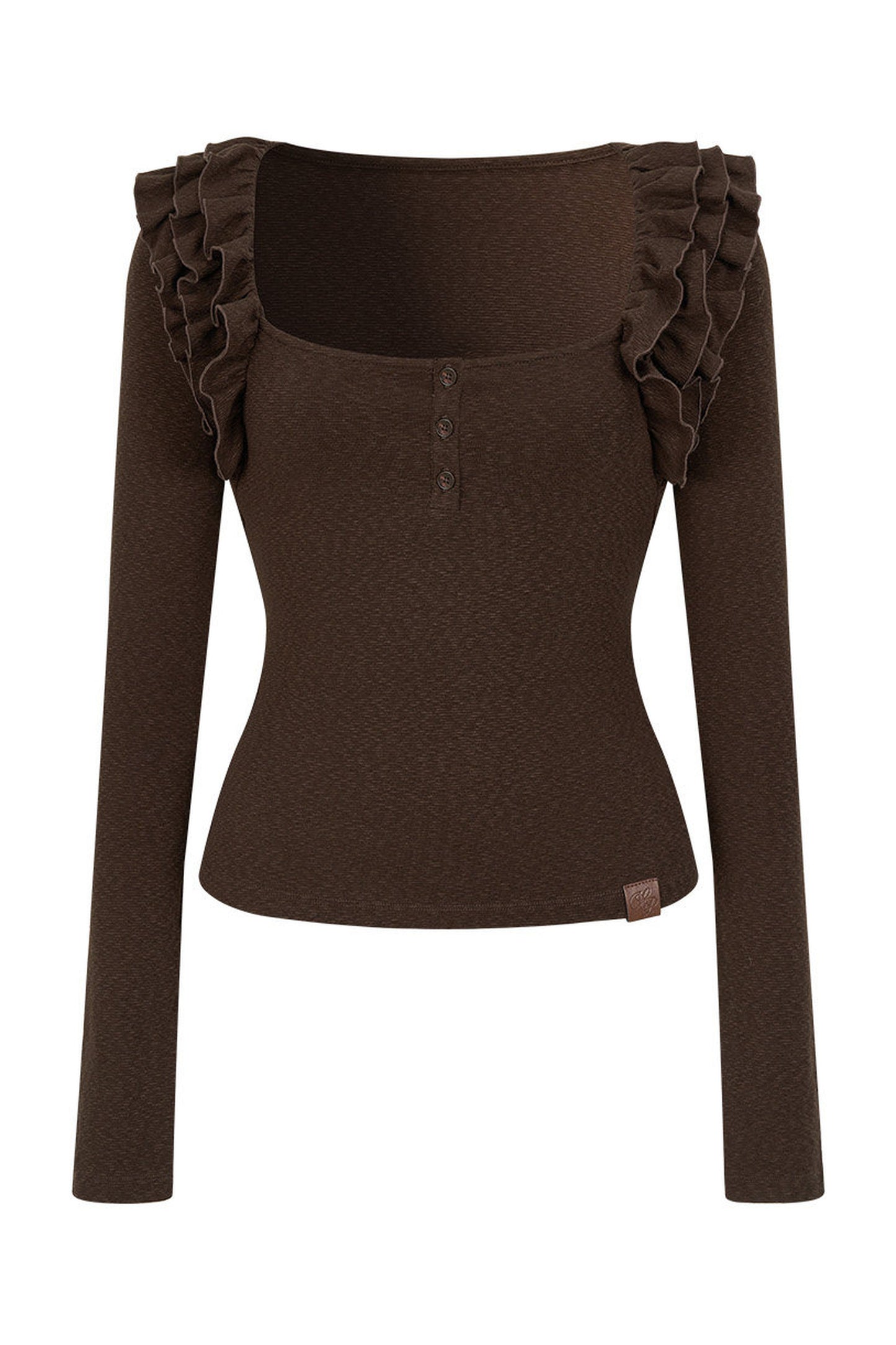 Top in maglia plissettato color caramello