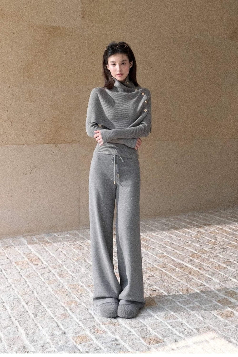 Silver Sprinkle Drawstring Waist Flared Pants