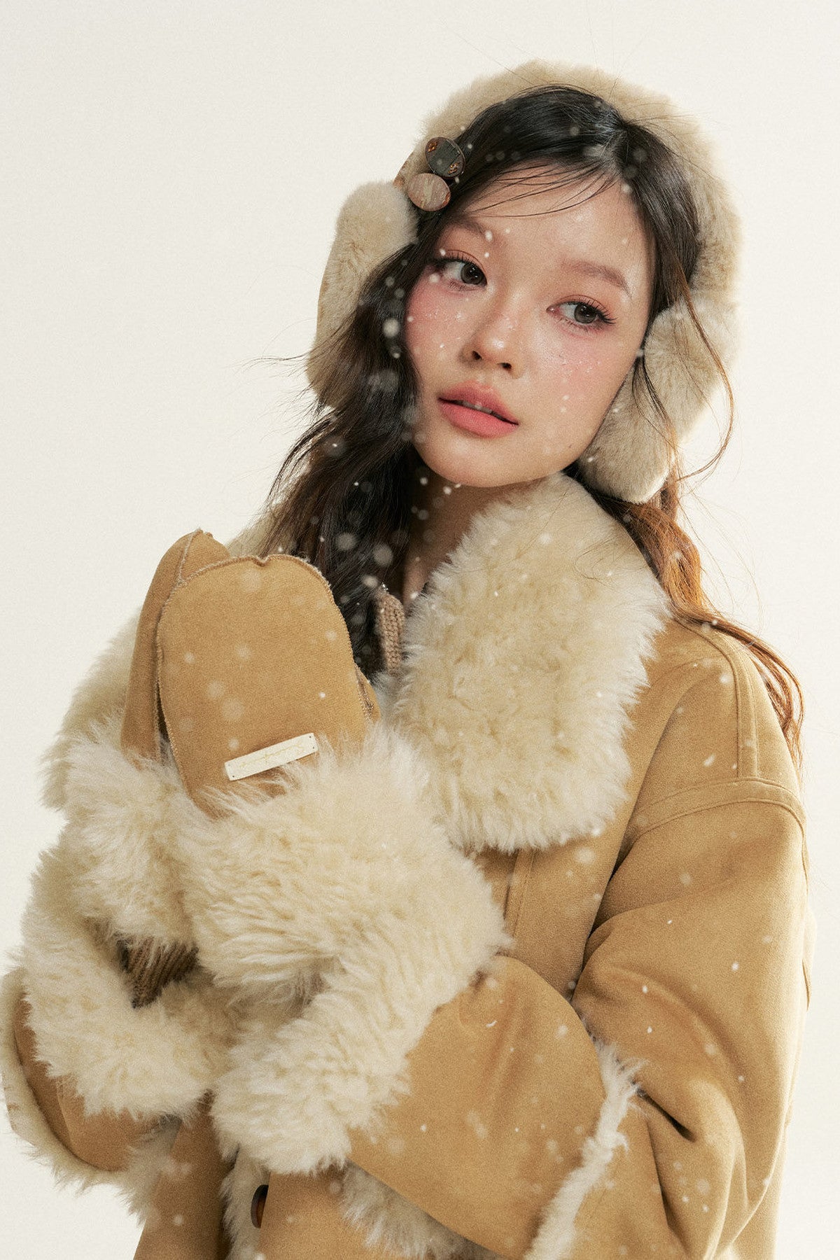 Loose Fur Integrated Suede Jacket