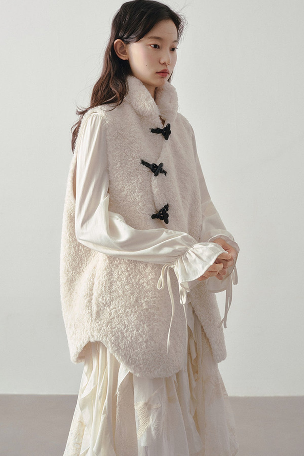 Beige Faux Shearling Vest