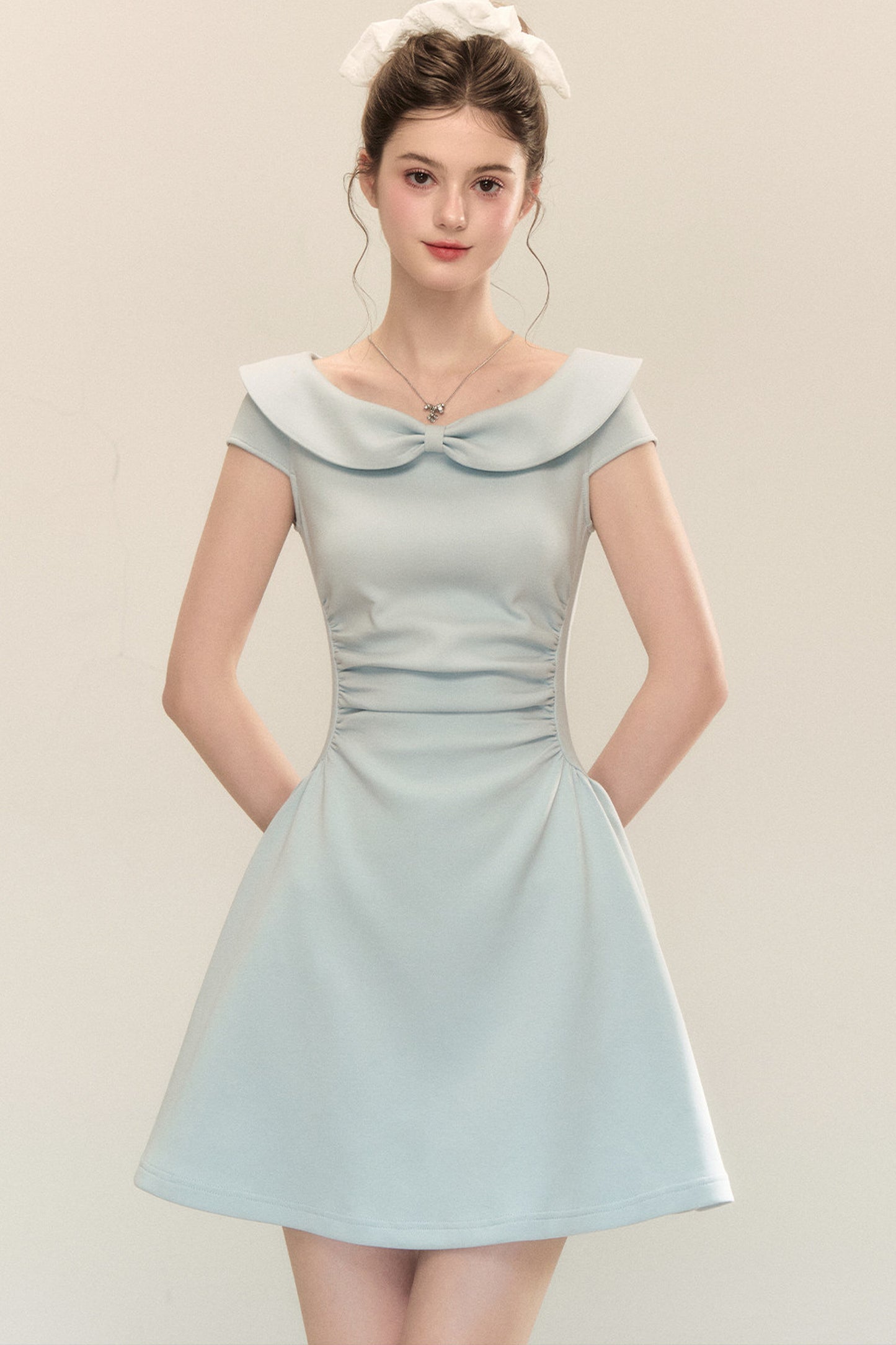 Air Layer Doll Collar Pleated Puffy Dress