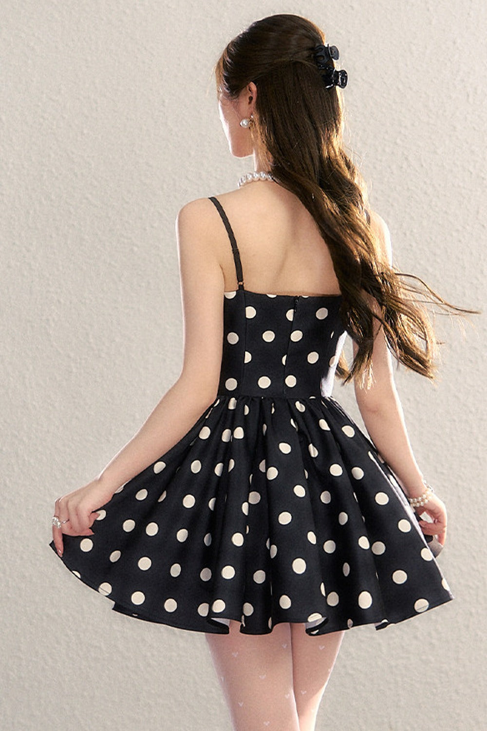 Satin Polka Dot Bow Tie Dress