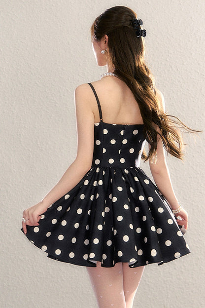 Satin Polka Dot Bow Tie Dress