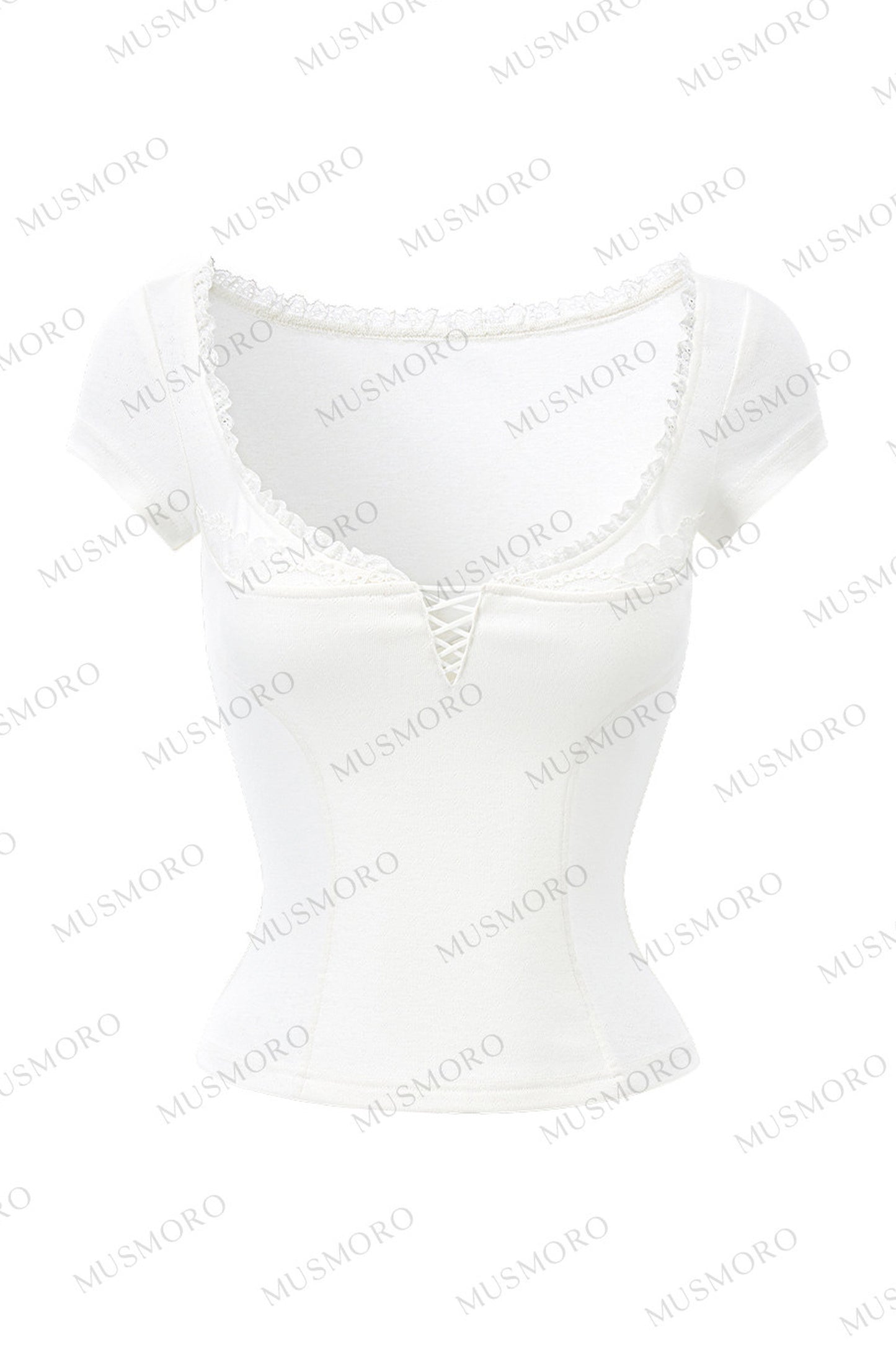 Ruffled Lace Trim Blouse