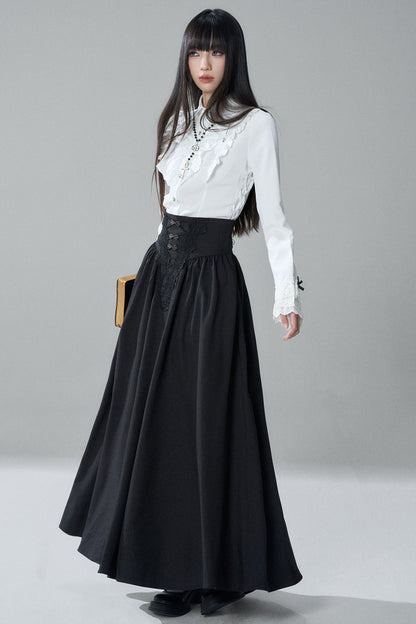 Gothic Black Skirt and White Shirt Set-Up