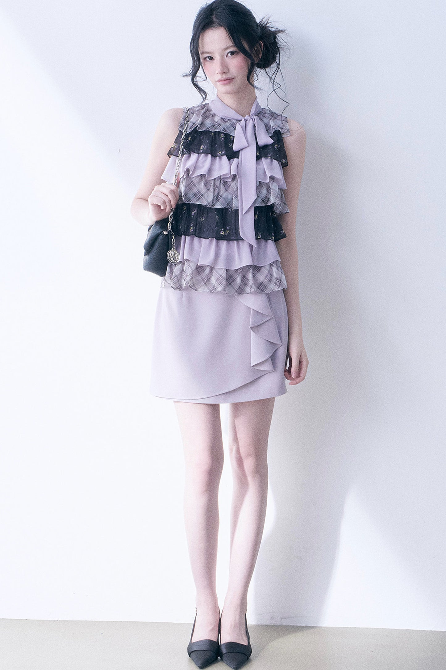 Chiffon Plaid Floral Top
