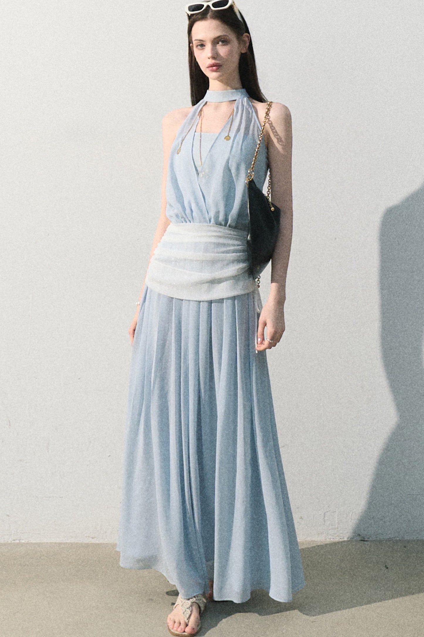 Chiffon Halter Neck Dress