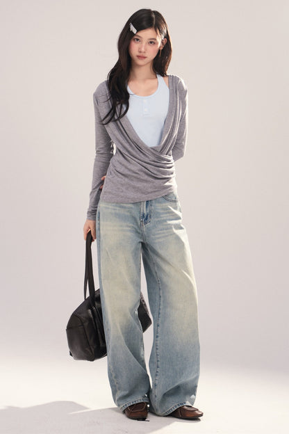 Layered-Look Long-Sleeve Top
