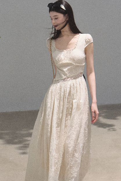 Lyocell Lace Waist-Cinching Dress