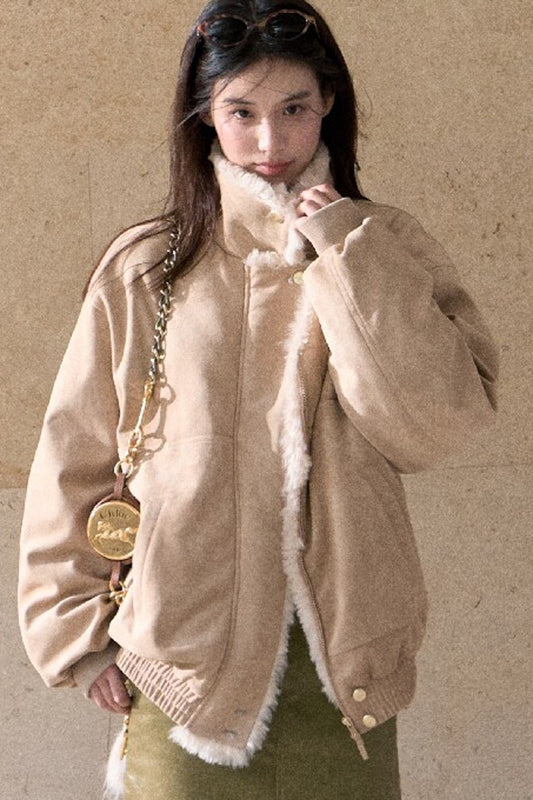 Matte Suede 95% White Duck Down Jacket