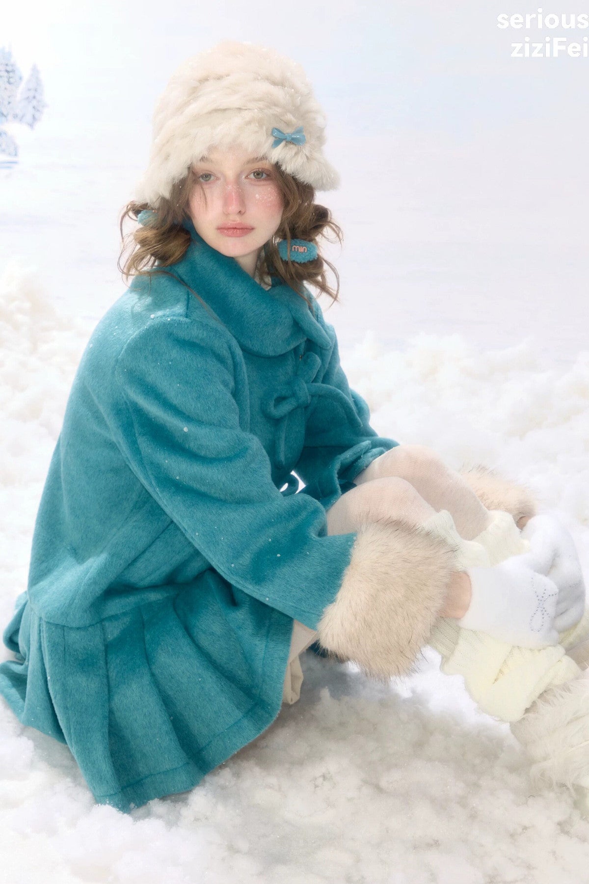 Peacock Green Lapel Pleated Woolen Jacket
