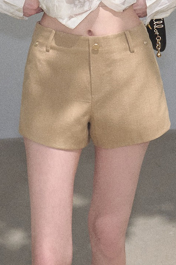 Slim-Fit High-Waisted Suit Shorts