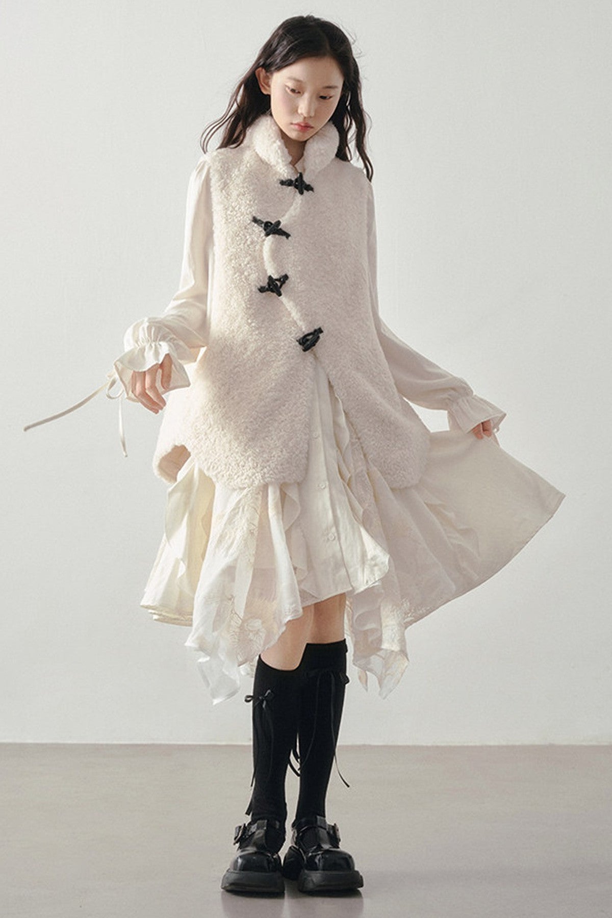 Beige Faux Shearling Vest
