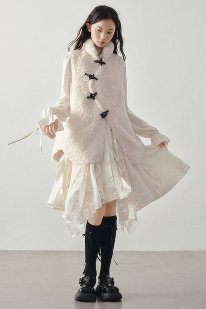 Beige Faux Shearling Vest