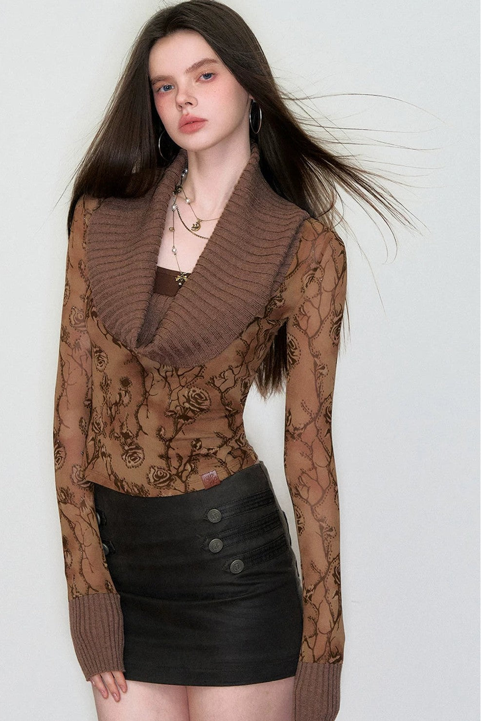 Off-Shoulder Rose Knit Top