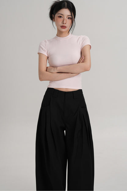 Elegant Wool Waist-Cinching Top