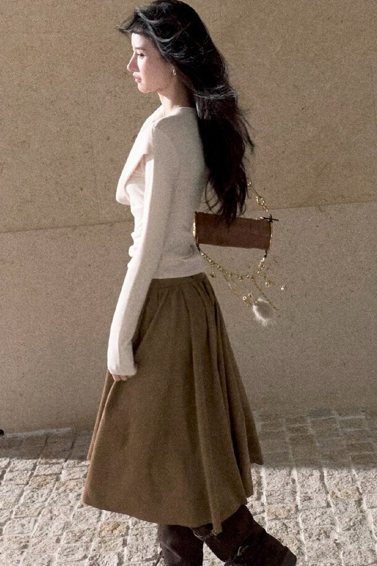 Asymmetrical Tidal Marsh Vein Knit Top