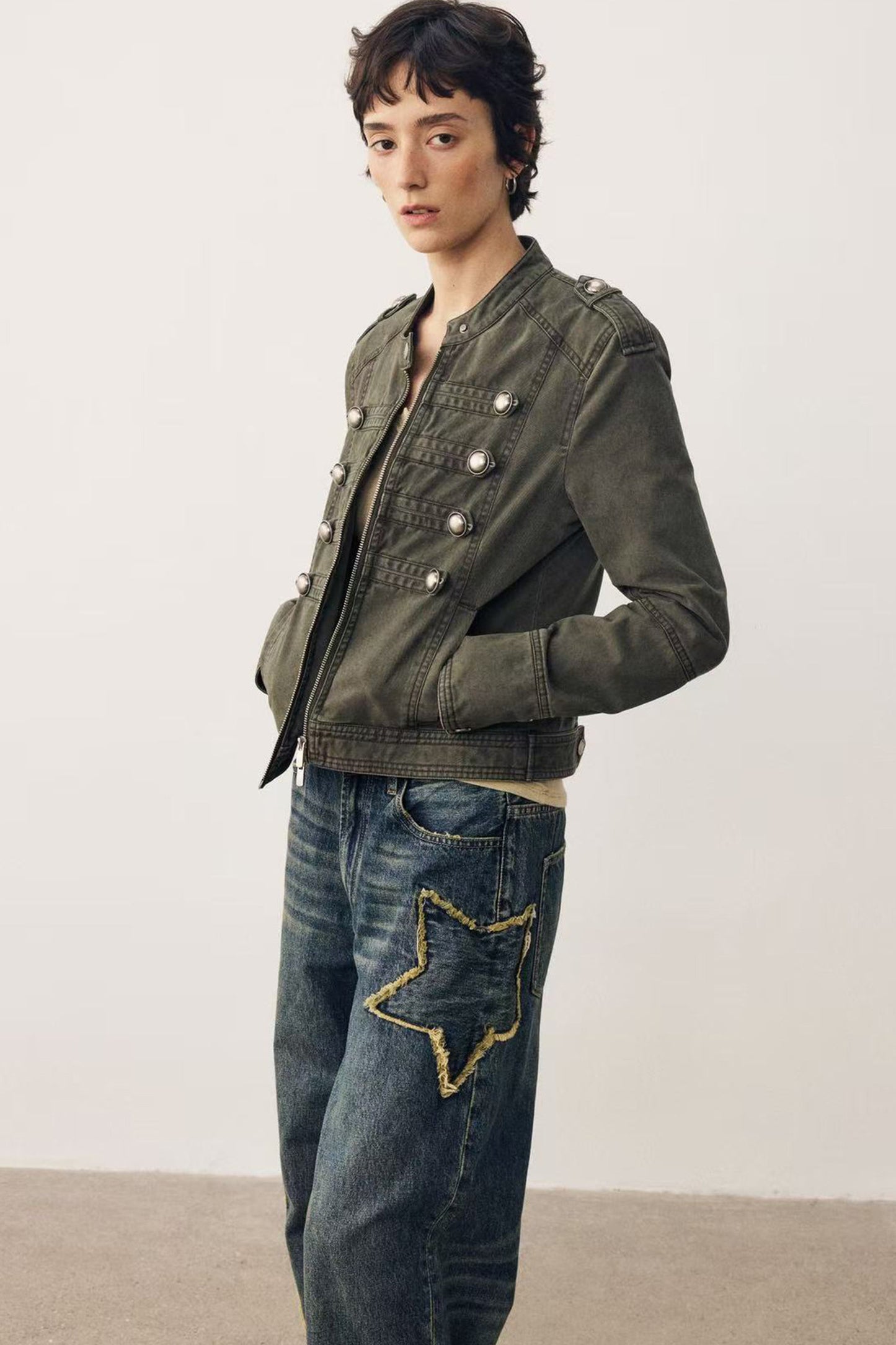 Retro Washed Double-Breasted Jacket