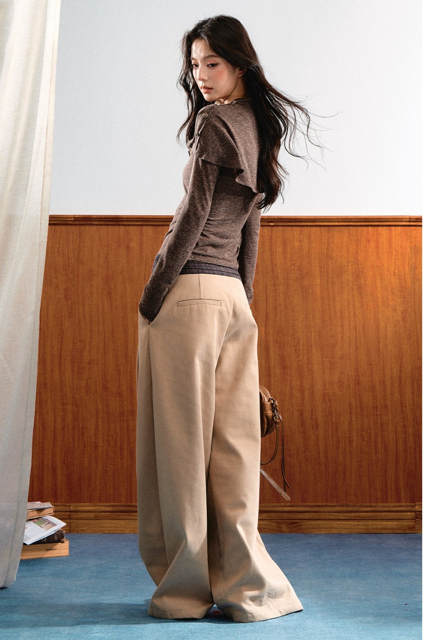 Double-Layer Pleated Knit Sweater