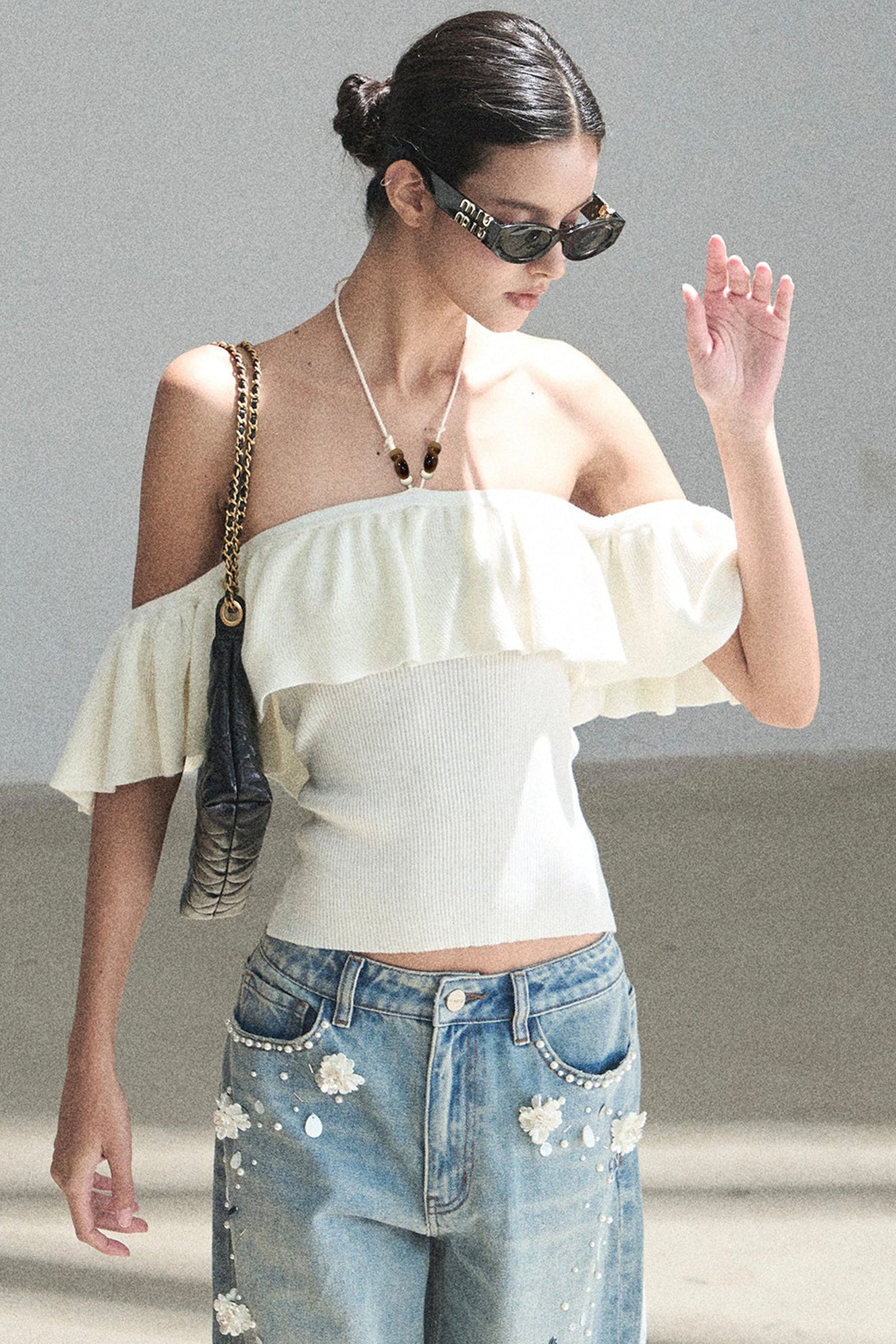 Ruffled Knit Halter Top