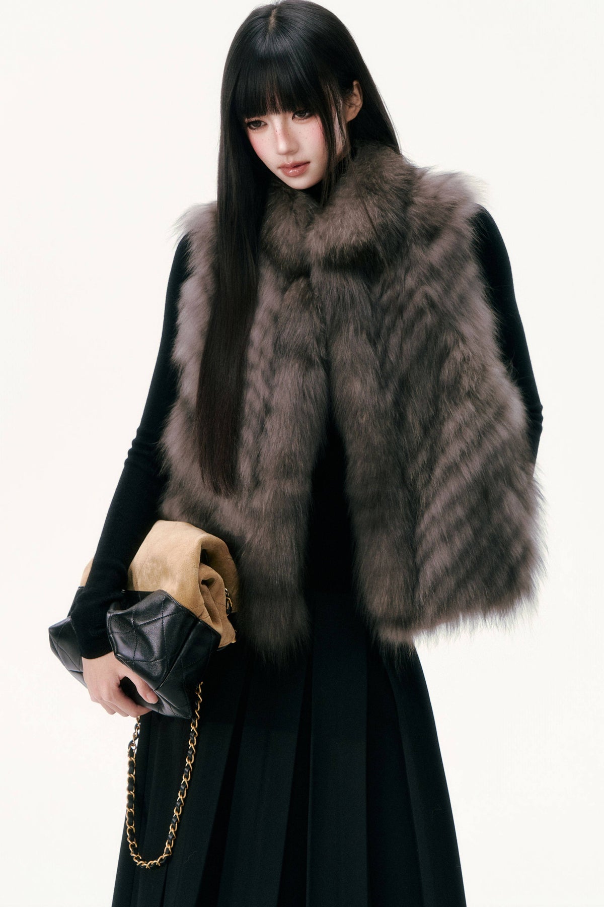 Saga Fox Fur Straight Vest