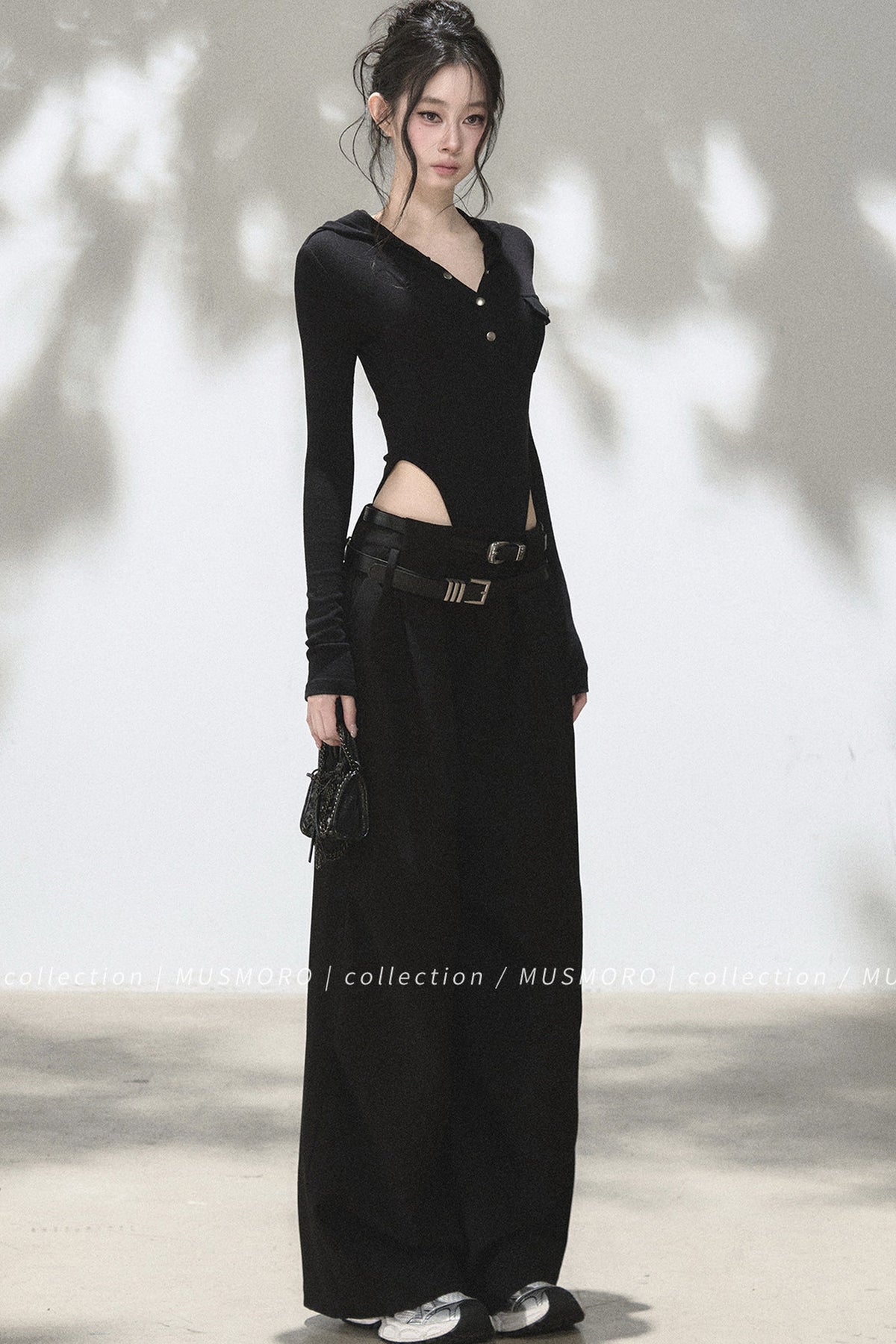 Brushed Ribbed Hooded Cutout Top